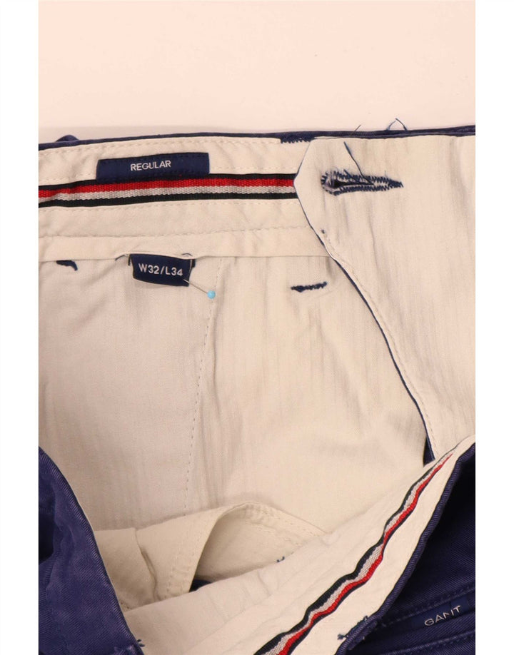 Мужские брюки-чиносы Gant стандартного размера W32 L34, синие, хлопковые