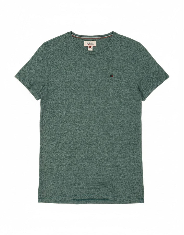 TOMMY HILFIGER Mens T-Shirt Top Medium Green Flecked Cotton