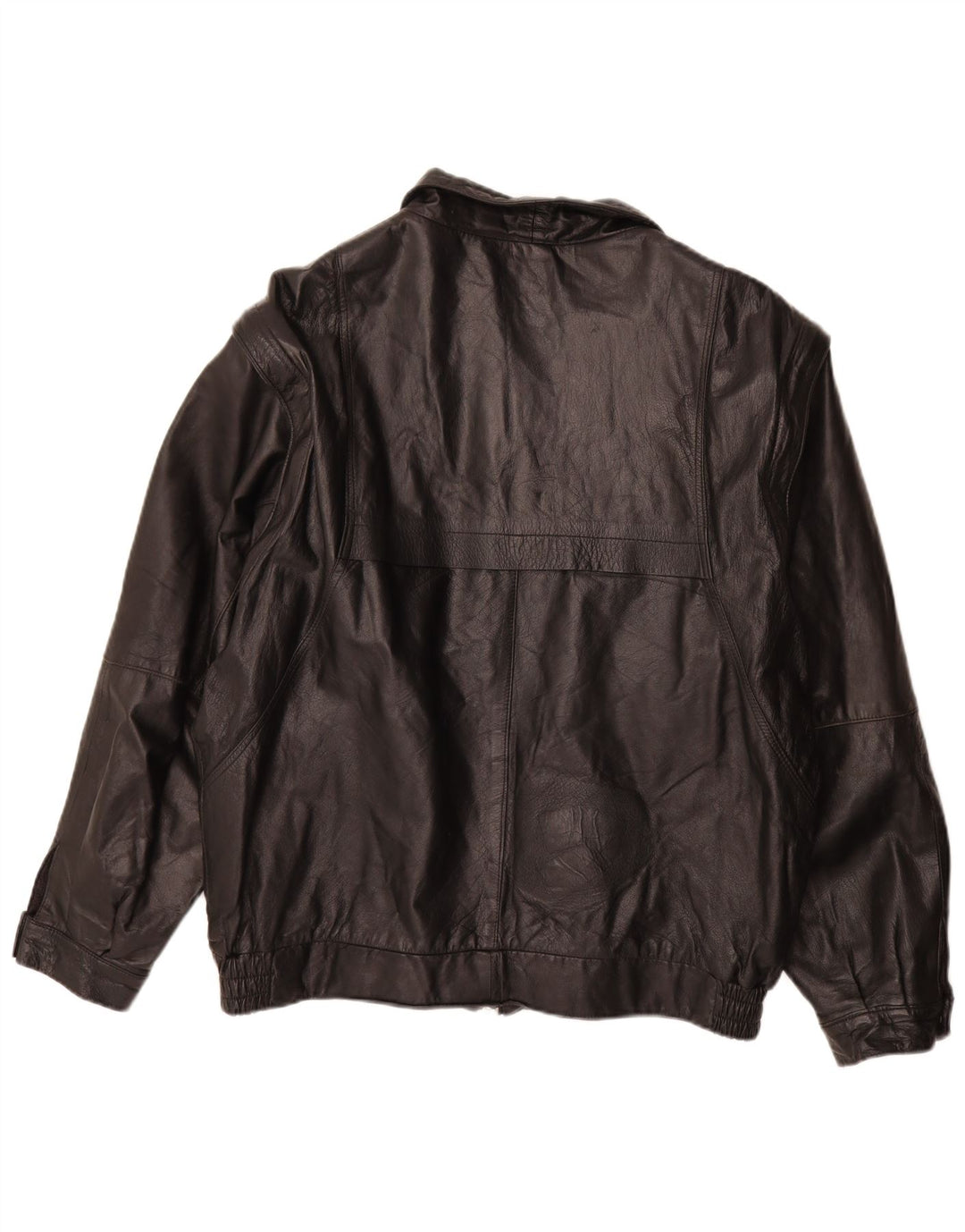 Мужская кожаная куртка VINTAGE UK 40, большая черная кожаная