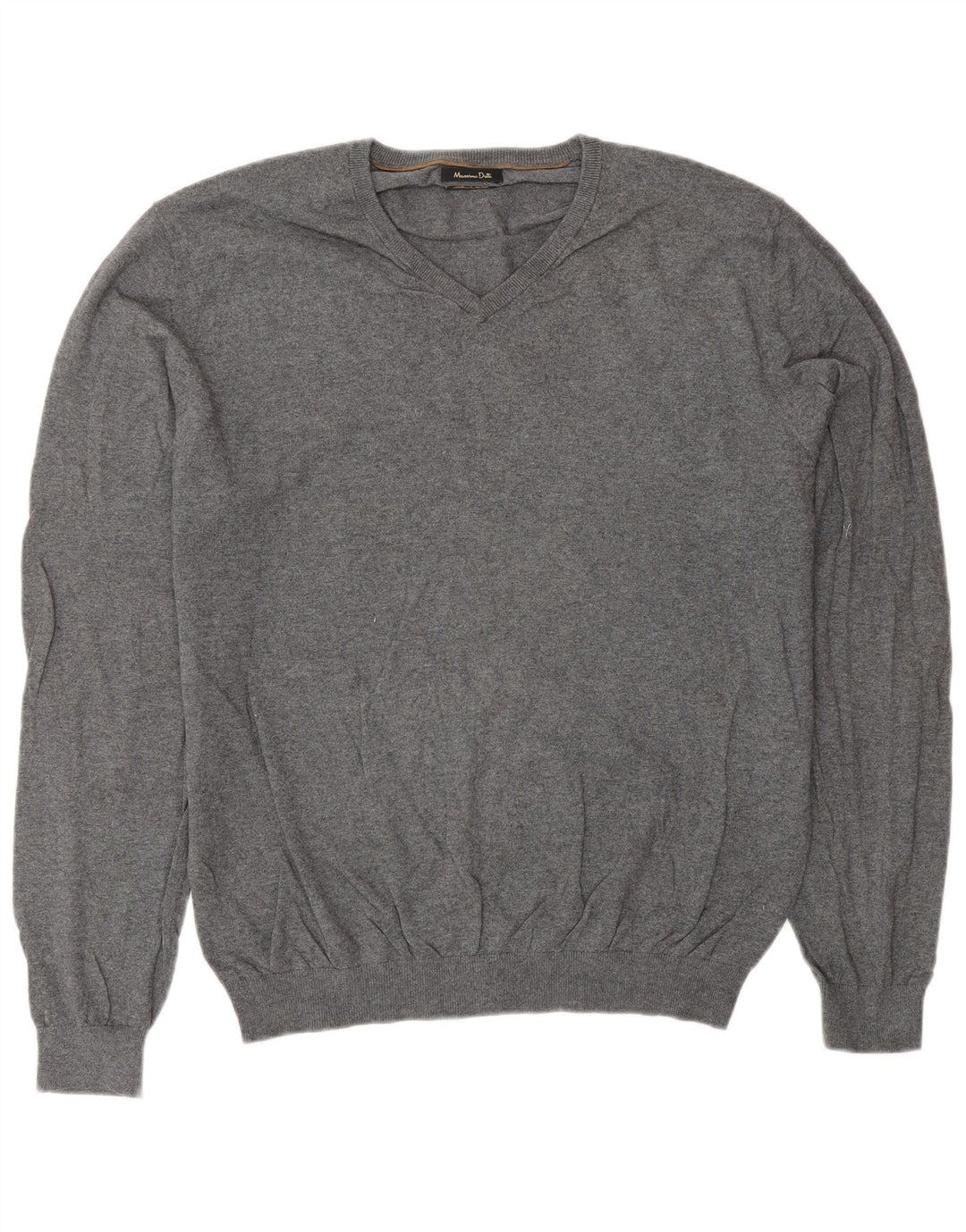 Мужской джемпер с v-образным вырезом Massimo Dutti XL, серый хлопок