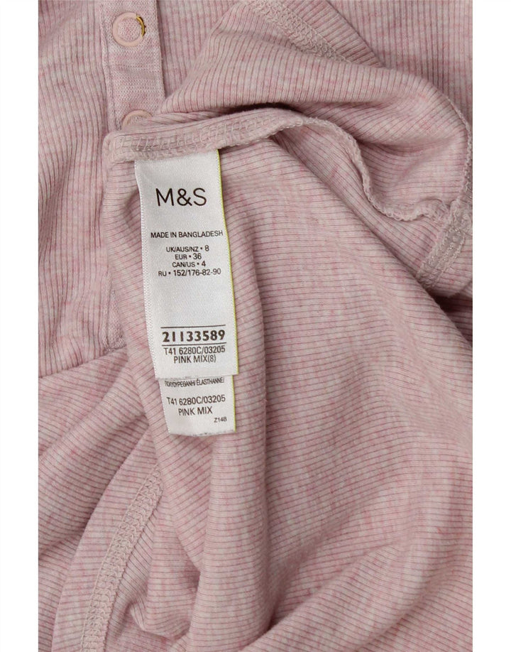 Женский топ с длинным рукавом Marks & Spencer UK 8, маленький розовый, полиэстер