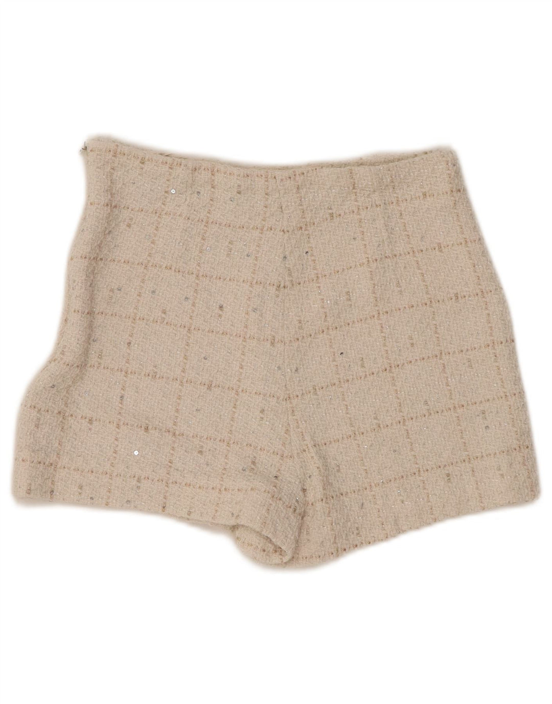 Женские повседневные шорты с высокой талией ZARA XS W24 в клетку белого цвета