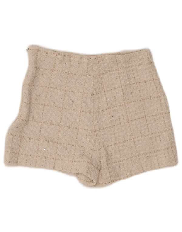 Женские повседневные шорты с высокой талией ZARA XS W24 в клетку белого цвета