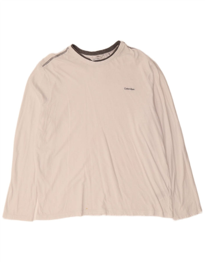 CALVIN KLEIN Мужской топ с длинным рукавом XL, белый хлопок