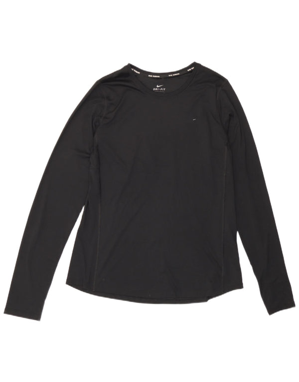 Женский топ с длинным рукавом Nike Dri Fit UK 14, большой черный полиэстер
