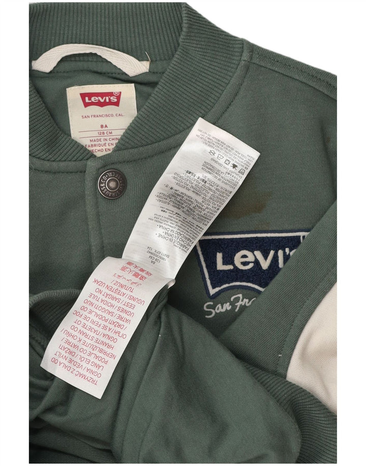 Университетская куртка Levi's для мальчиков с графическим рисунком, 7–8 лет, зеленая, хлопковая с цветными блоками
