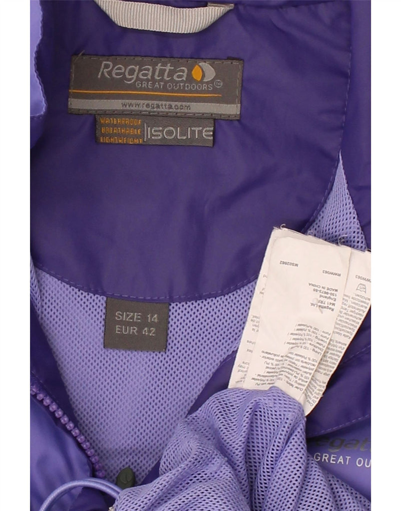REGATTA Womens Rain Jacket UK 14 Large Purple Colourblock Polyester Vintage Regatta and Second-Hand Regatta from Messina Hembry 