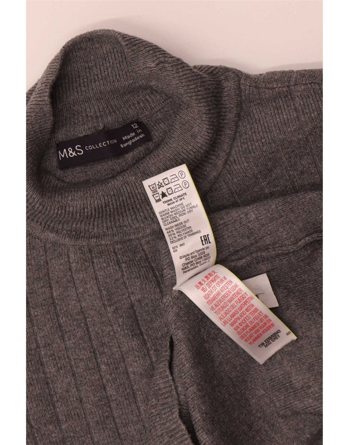 Женский джемпер с высоким воротником Marks & Spencer, Великобритания 12, средний серый вискоза