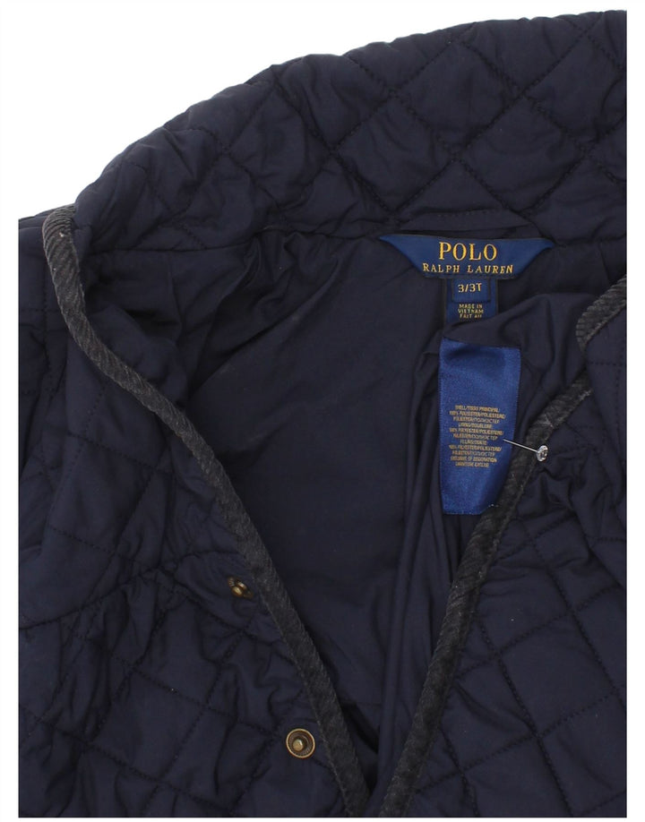 Стеганая куртка Polo Ralph Lauren для девочек 2–3 лет, темно-синий полиэстер
