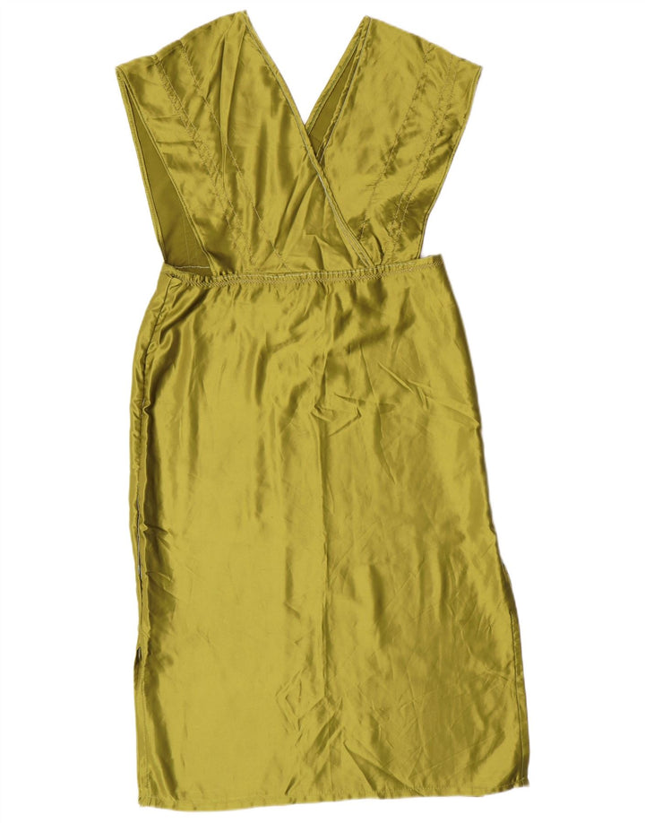 Винтажное женское платье-фартук UK 14, большой зеленый цвет