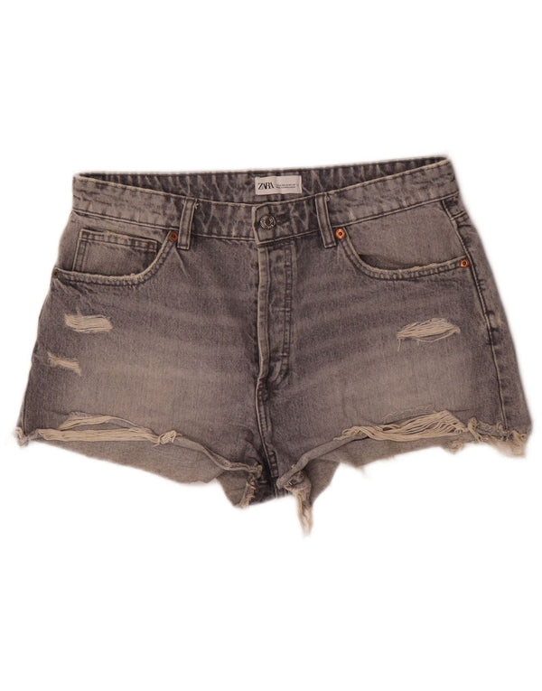 Женские джинсовые шорты Zara EU 42, большие, W32, серые, хлопковые