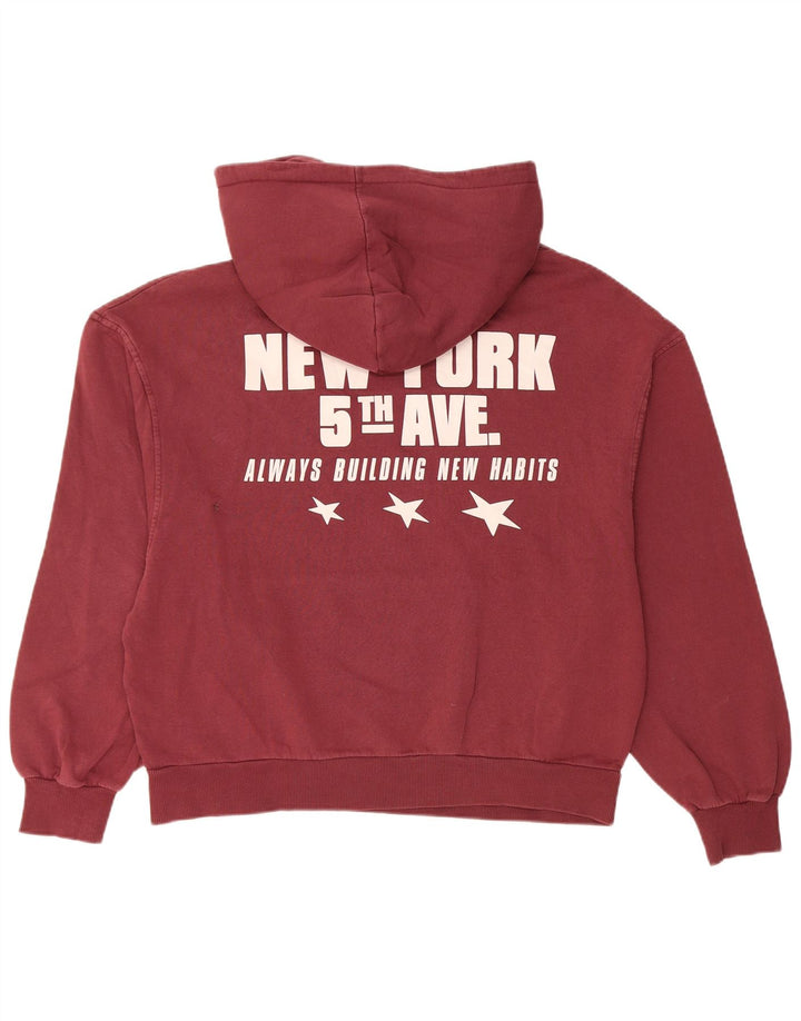 Женский джемпер с капюшоном Pull & Bear Oversized UK 14, средний бордовый