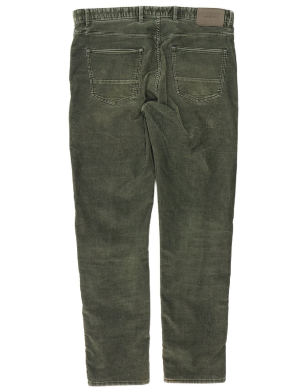 Massimo Dutti Mens Slim Fit Corduroy Trousers EU 42 Large W32 L30 Khaki