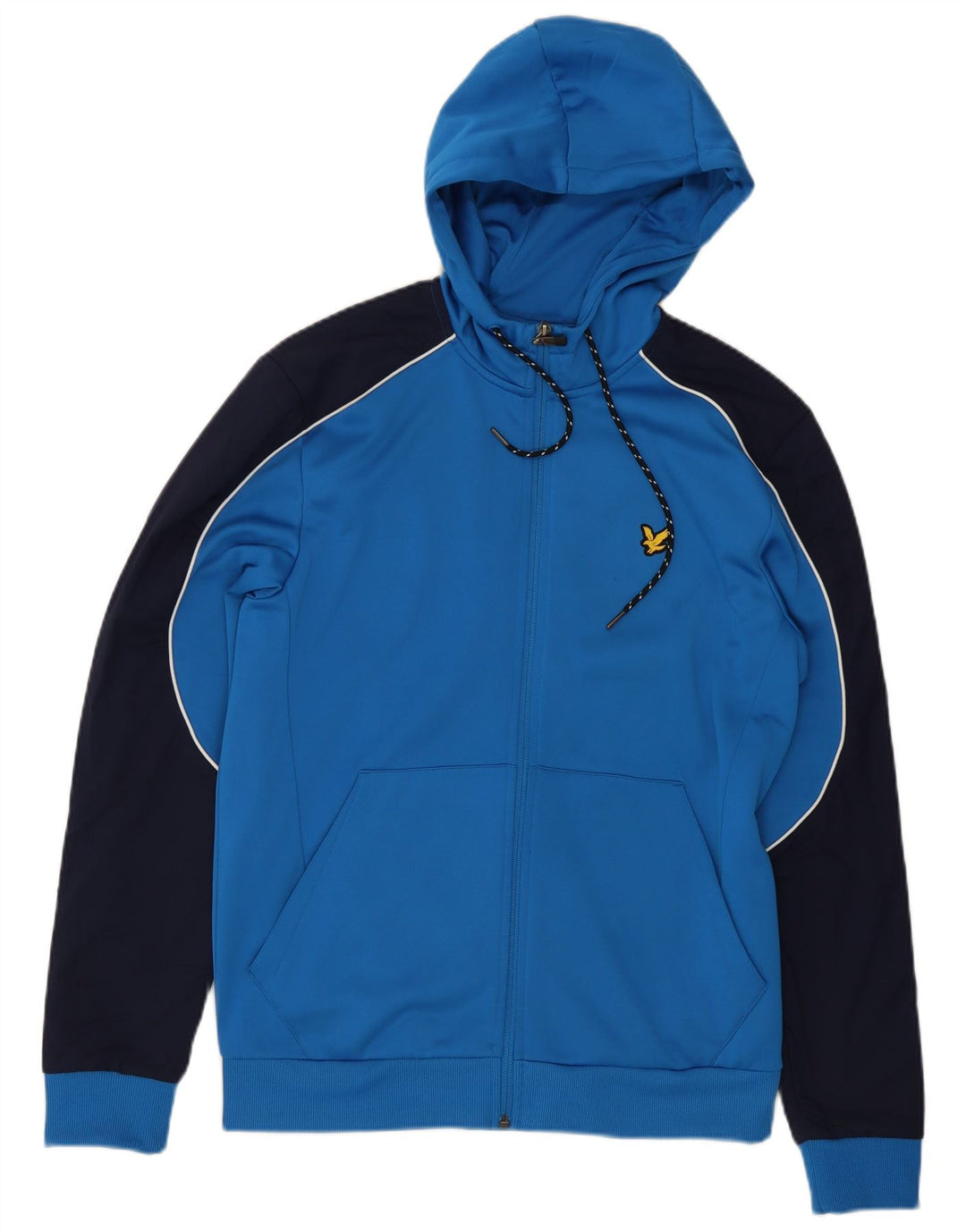 Мужской свитер с капюшоном на молнии Lyle & Scott, средний синий, полиэстер с цветными блоками
