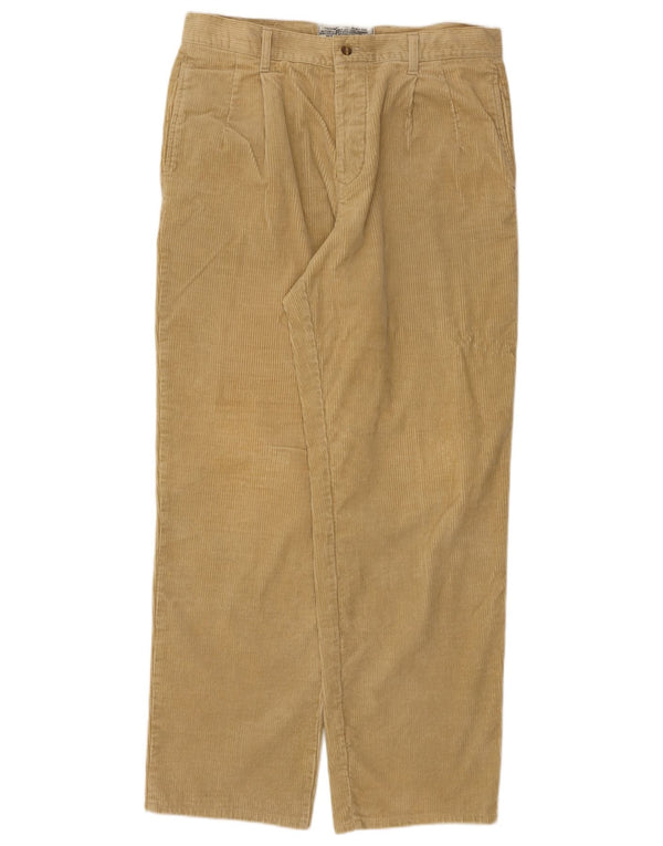 Avirex Mens Straight Corduroy Trousers W36 L32 Beige Cotton