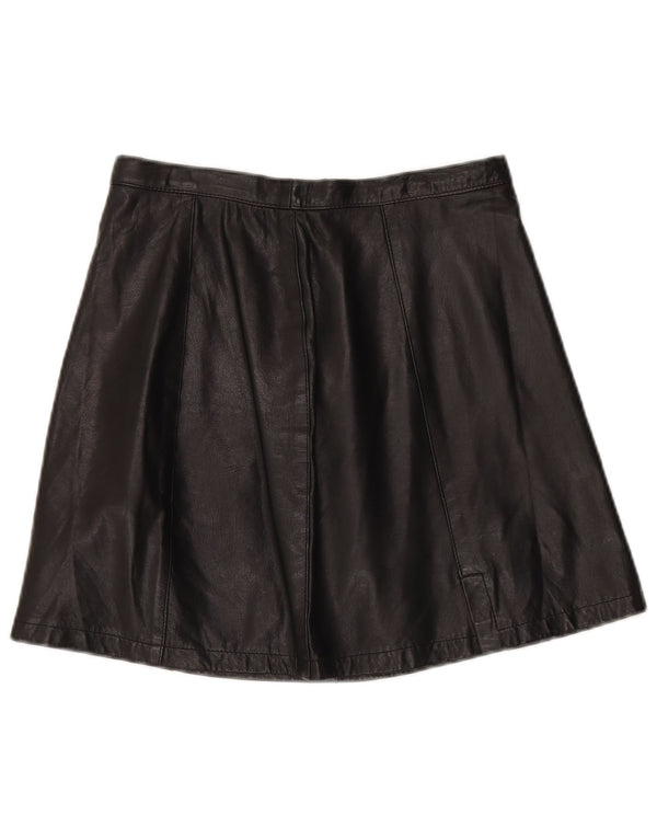 Винтажная женская кожаная юбка с высокой талией IT 46, большая W28, черная кожа