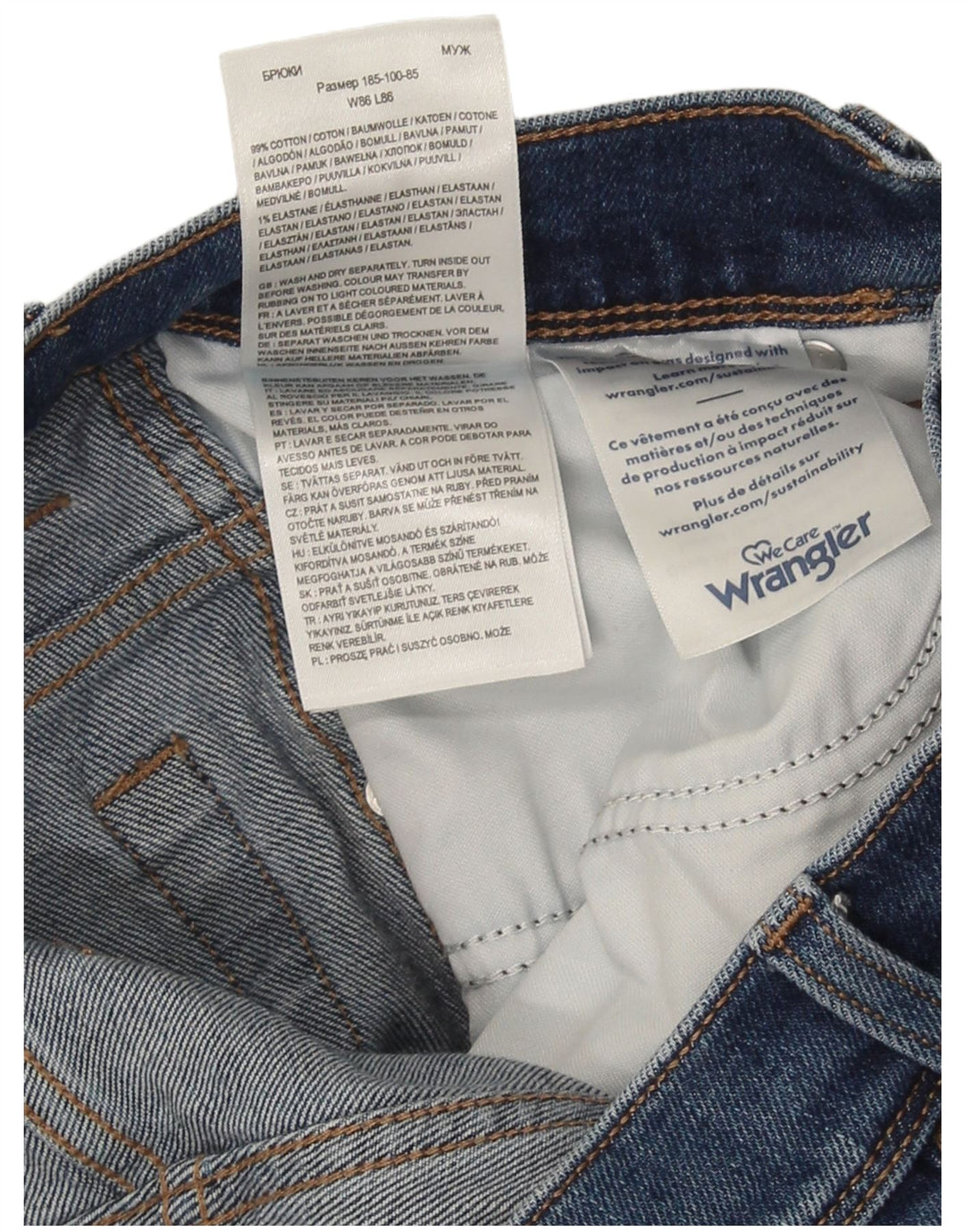 Мужские прямые джинсы Wrangler W34 L34, синий хлопок