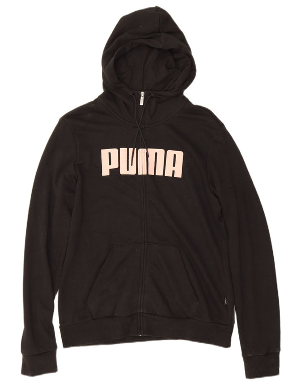 Женский свитер с капюшоном на молнии с графическим рисунком Puma UK 14, хлопковый средний черный цвет