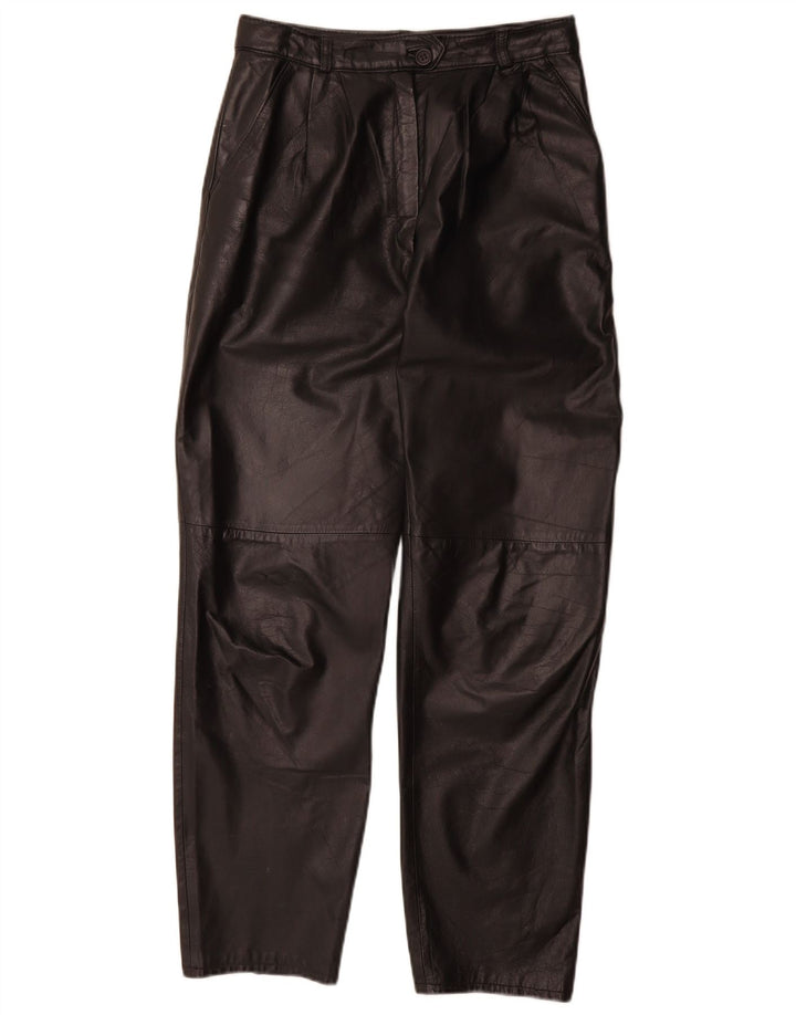 Винтажные женские кожаные брюки с пряжками EU 38 Medium W28 L30 Черные кожаные