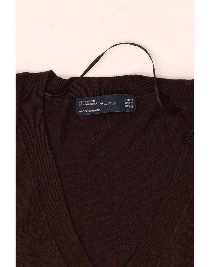 Женский жилет Zara Top UK 10, маленький, коричневый, вискоза