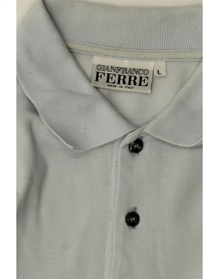GIANFRANCO FERRE Mens Long Sleeve Polo Shirt Large Blue Vintage Gianfranco Ferre and Second-Hand Gianfranco Ferre from Messina Hembry 