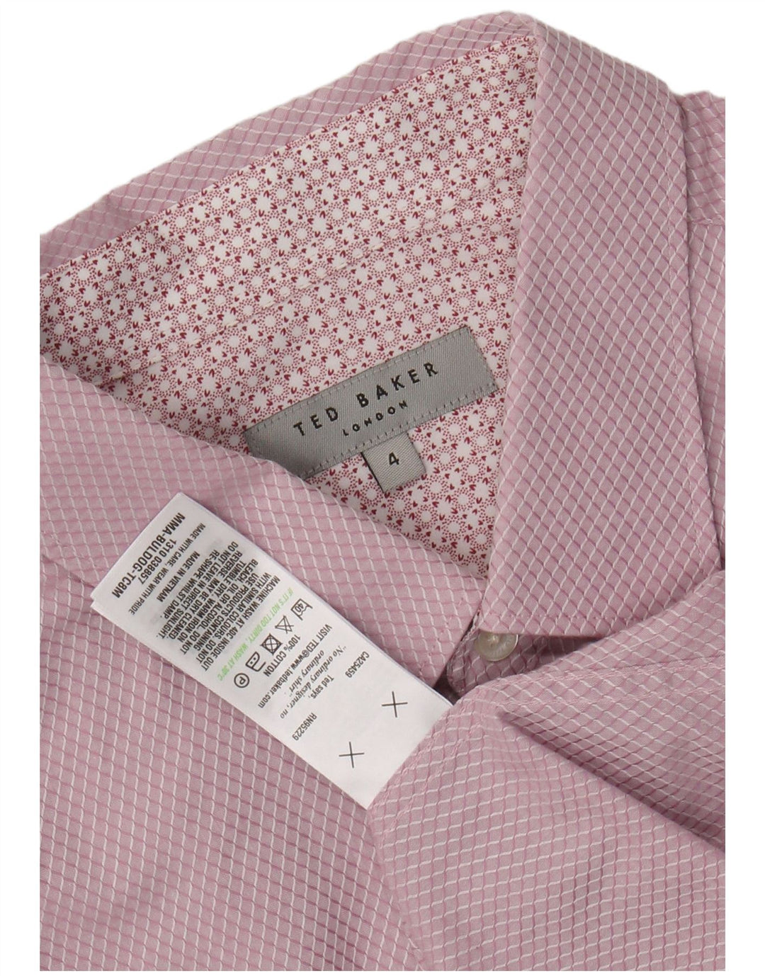 Мужская рубашка Ted Baker, размер 4, большая, розовая, хлопок с узором ромб