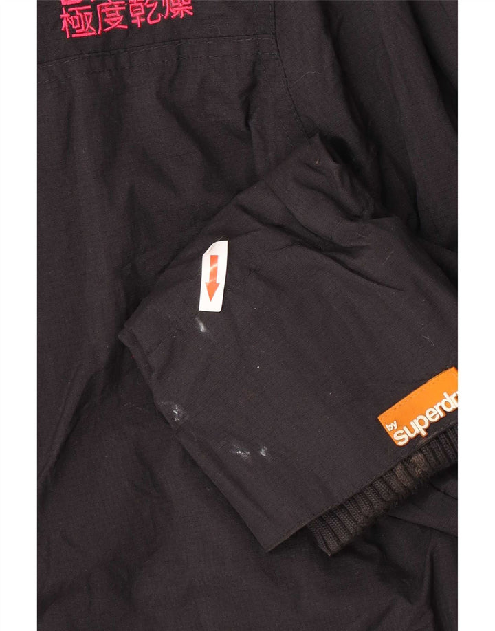 Женская ветровка с рисунком Superdry UK 16, большая черная нейлоновая куртка