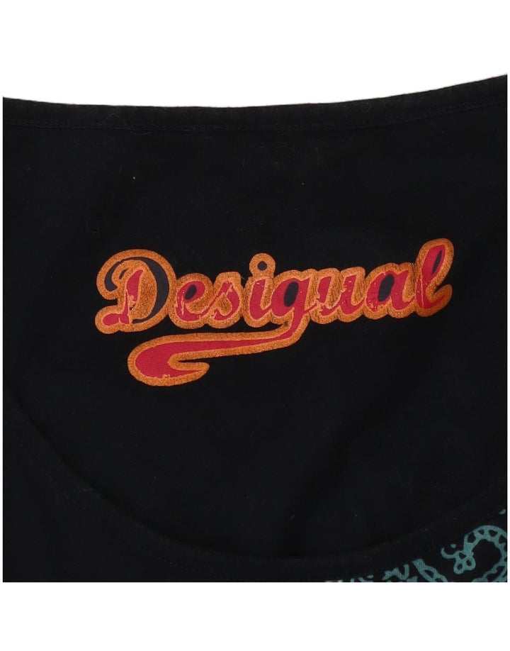 Женская асимметричная туника Desigual с графическим рисунком UK 12, средний черный с цветочным принтом