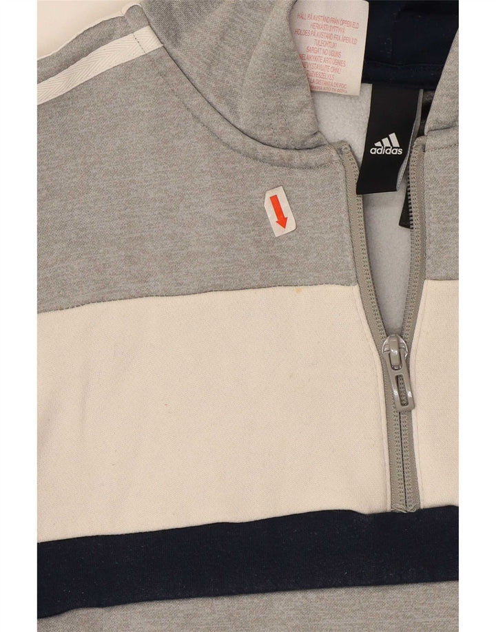 Джемпер с капюшоном Adidas для мальчиков 11-12 лет, серый полиэстер с цветными блоками