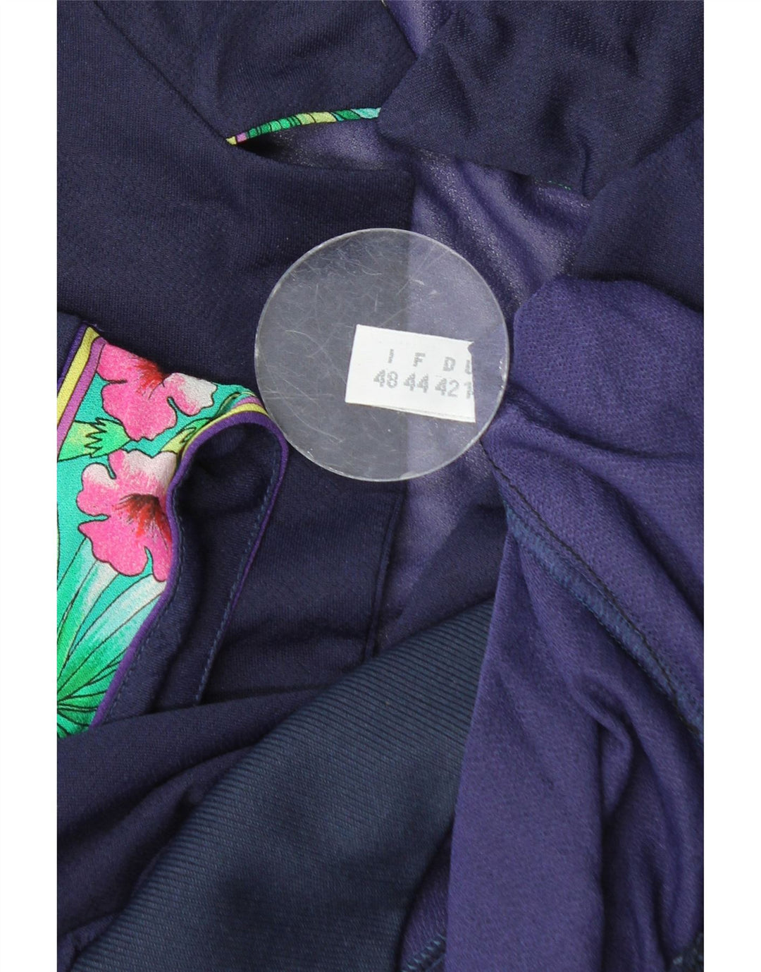 Женская укороченная блузка VINTAGE IT 48 XL Темно-синяя с цветочным принтом