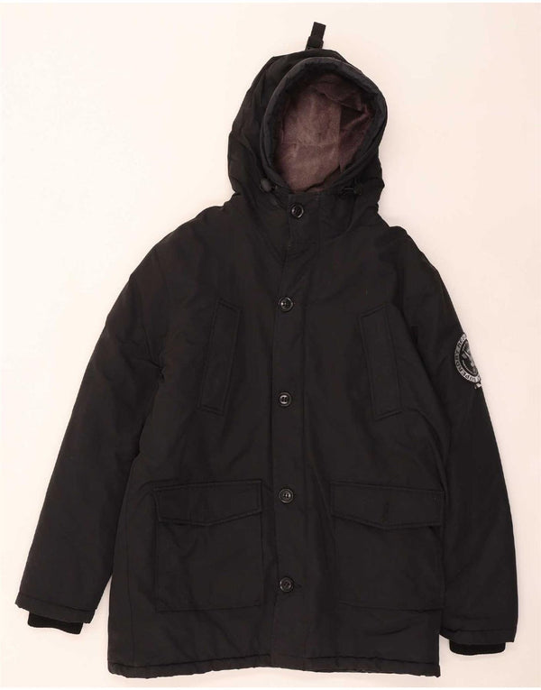 Мужское стеганое пальто с капюшоном Superdry UK 44 2XL, черный полиэстер