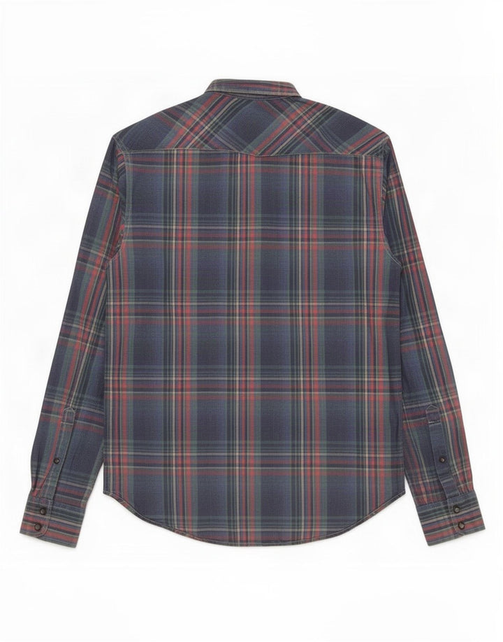 Мужская фланелевая рубашка Scotch & Soda среднего синего цвета в клетку