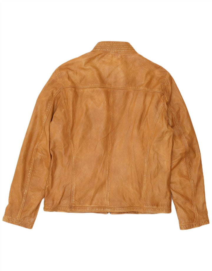 Мужская кожаная куртка MILESTONE UK 40, большая, бежевая кожаная