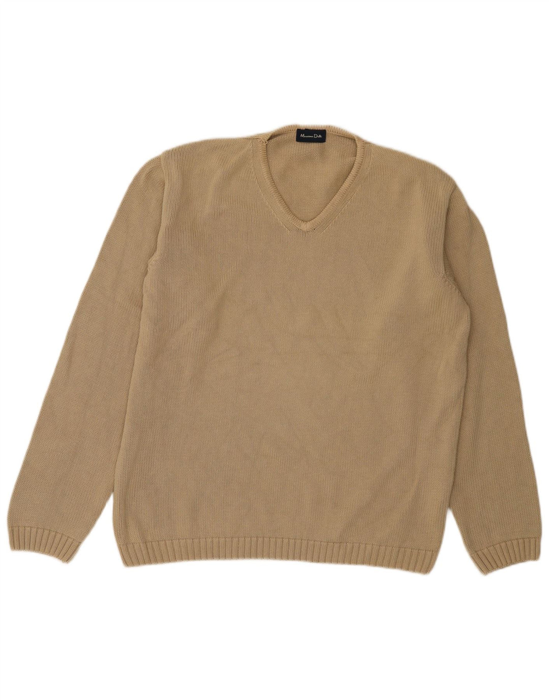 Мужской джемпер с v-образным вырезом Massimo Dutti, большой бежевый, хлопок