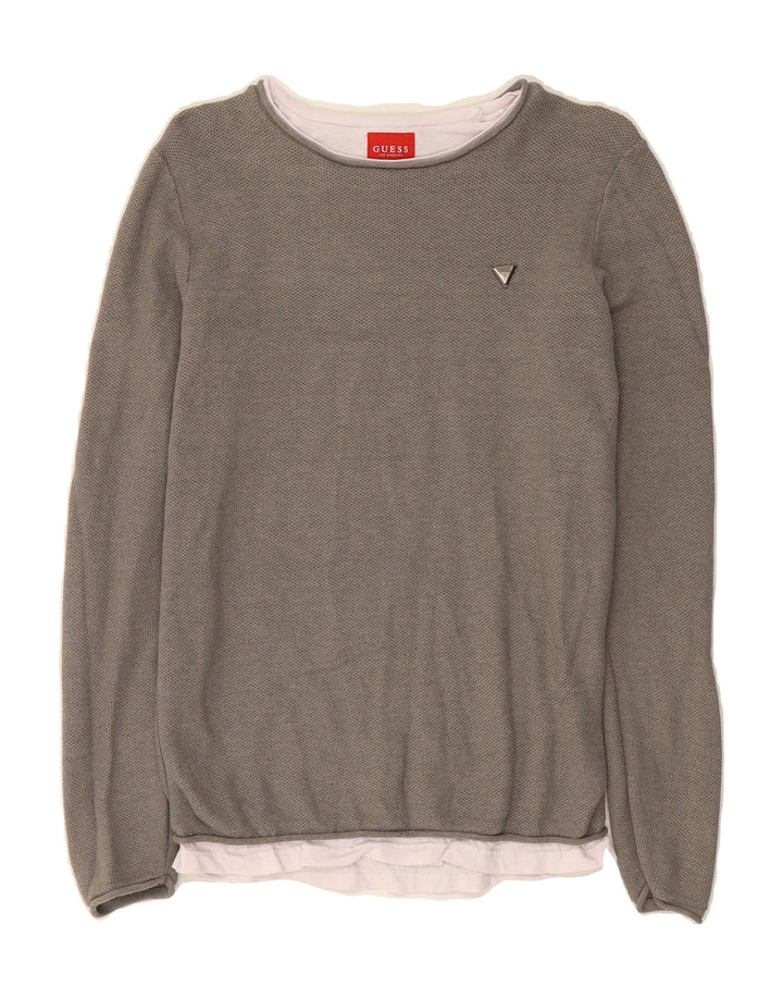 GUESS Mens Sweatshirt Jumper Small Grey Cotton Vintage Guess and Second-Hand Guess from Messina Hembry 