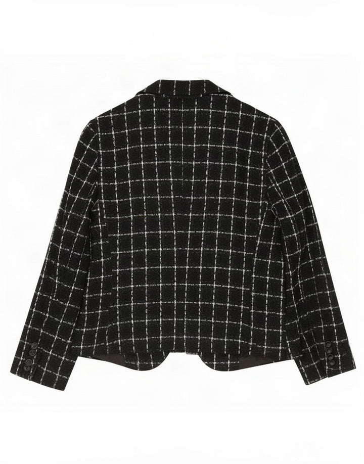 Женский пиджак на 1 пуговице Zara EU 44 XL, черный акрил в клетку