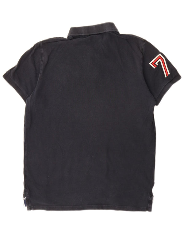 Superdry Mens Graphic Rugby Polo Shirt Large Navy Blue Cotton