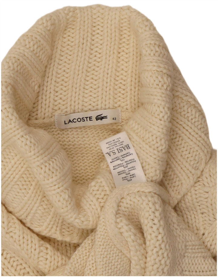 Женский свитер Lacoste с высоким воротником, размер 42, большой, из белой шерсти