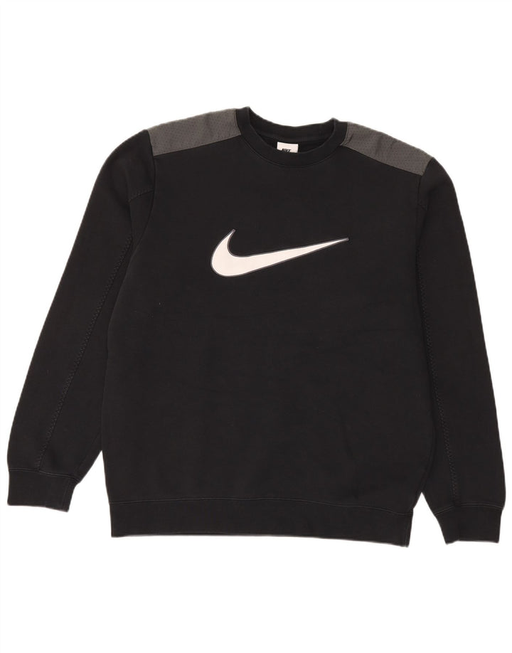 Мужской свитшот с рисунком Nike, средний черный хлопковый джемпер с цветными блоками