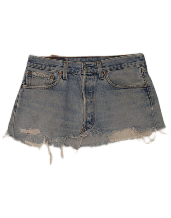 Женская джинсовая мини-юбка Levi's 501 с потертостями W31, средний синий хлопок, хлопок