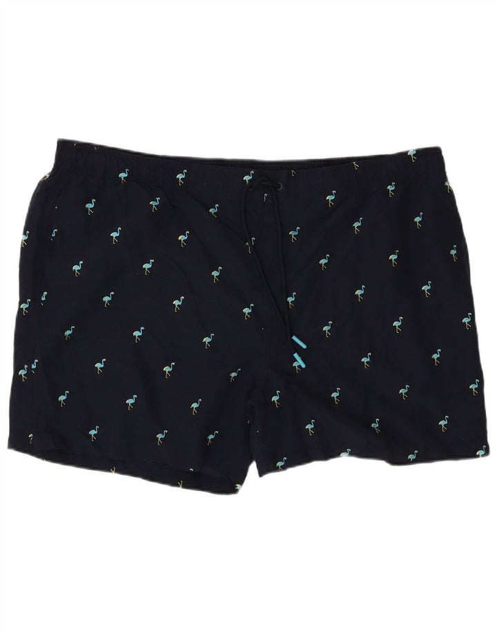 MARKS & SPENCER Mens Swimming Shorts 3XL  Navy Blue Animal Print Polyester