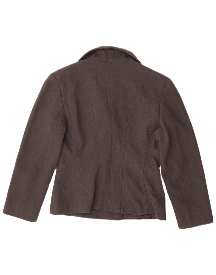 Винтажный женский укороченный двубортный пиджак, Великобритания 14, средний серый цвет