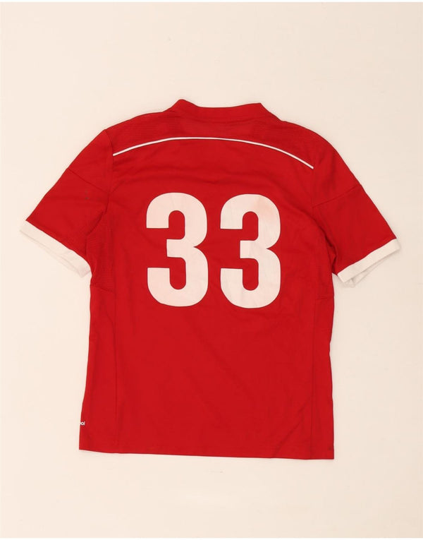 Футболка Adidas с рисунком для мальчиков, топ 13–14 лет, XL, красный полиэстер