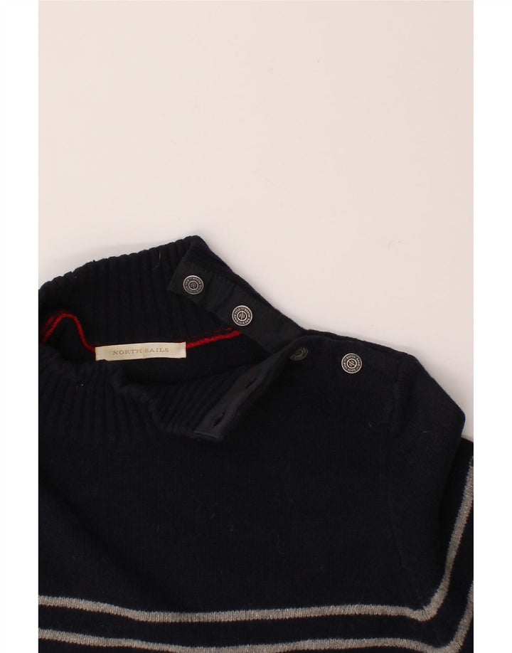 NORTH SAILS Womens Button Neck Jumper Sweater UK 12 Medium Navy Blue Vintage North Sails and Second-Hand North Sails from Messina Hembry 