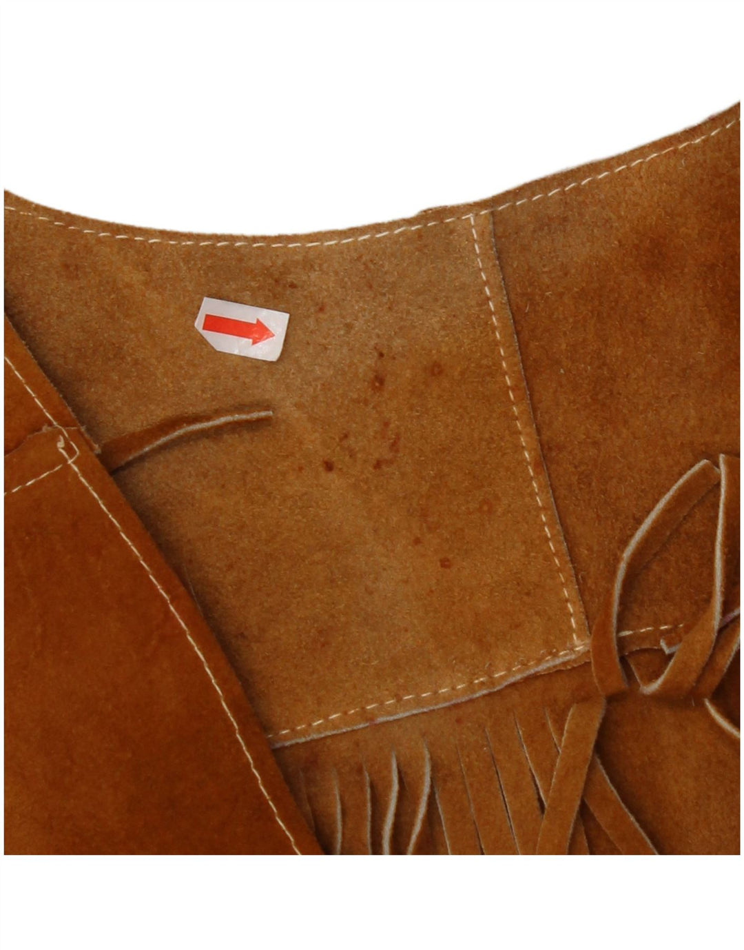 ВИНТАЖНЫЙ женский замшевый жилет UK 10, маленький коричневый