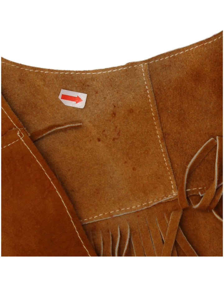 ВИНТАЖНЫЙ женский замшевый жилет UK 10, маленький коричневый