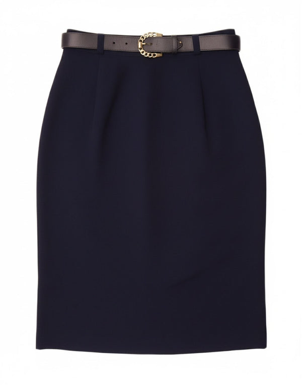 Женская юбка-карандаш VINTAGE UK 10, маленькая W26, темно-синий полиэстер