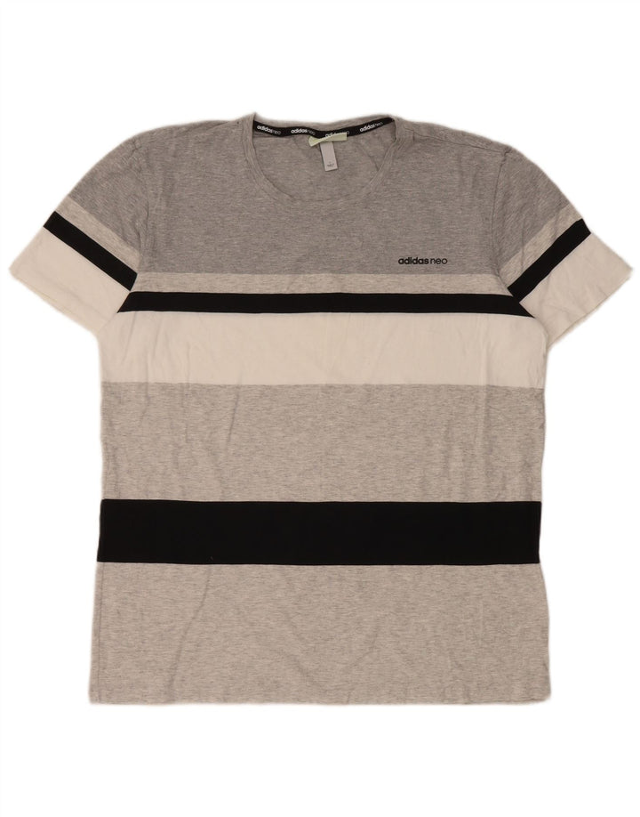 Мужская футболка Adidas Top из хлопка в большую серую полоску