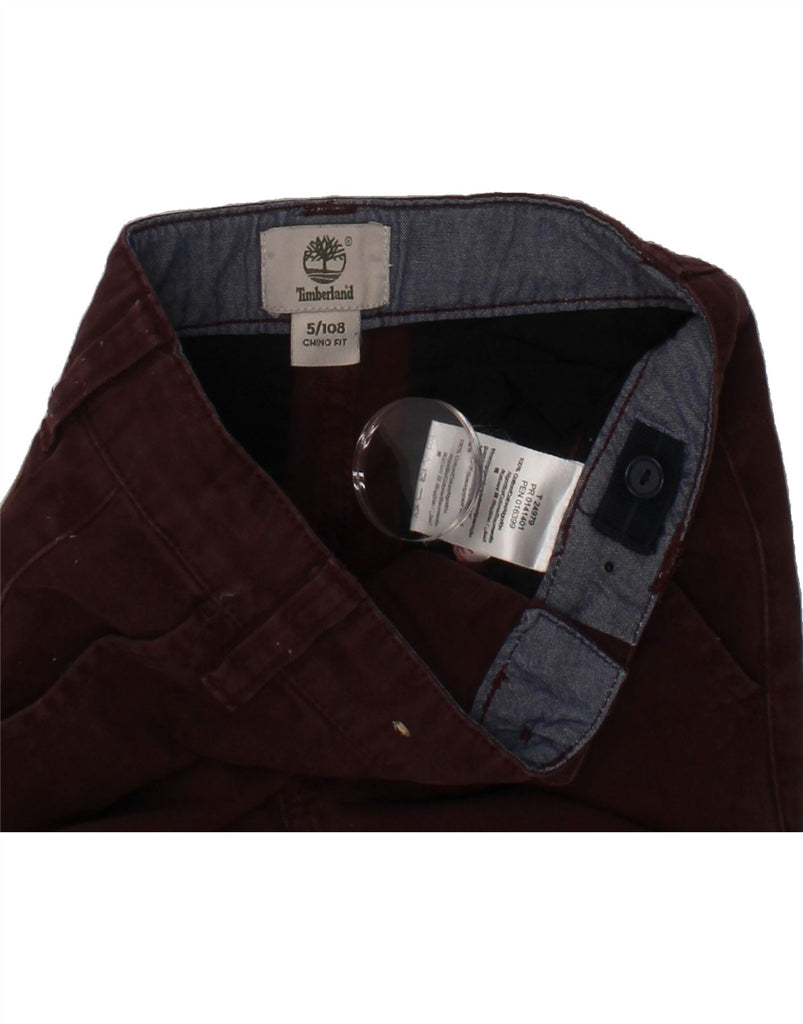 TIMBERLAND Boys Straight Chino Trousers 4-5 Years W21 L16 Burgundy Cotton Vintage Timberland and Second-Hand Timberland from Messina Hembry 