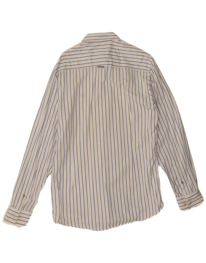 Crew Clothing Мужская рубашка по индивидуальному заказу из хлопка средней длины в белую полоску